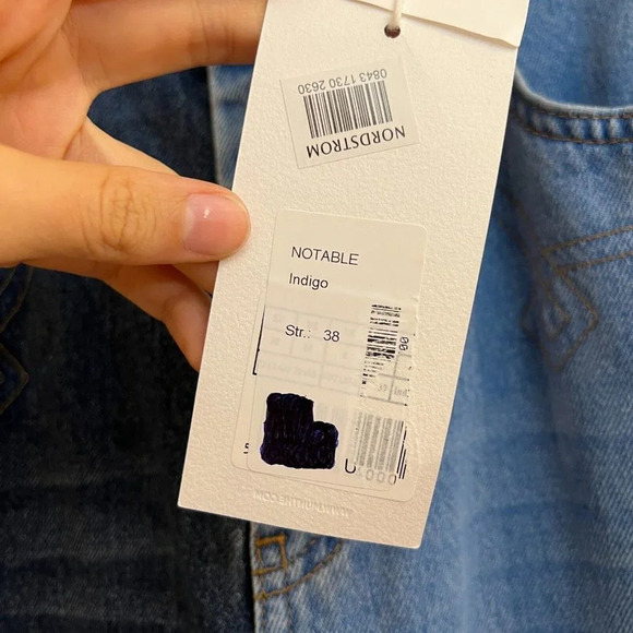 MUNTHE Colorblock Straight Leg High Waist Jeans in Notable Indigo Women's 38 NWT - Picture 8 of 11